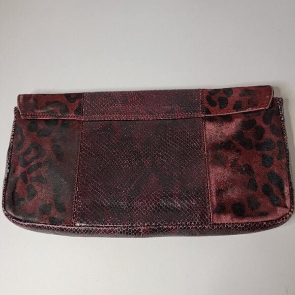Ted Baker Oxblood Leopard Print Clutch - See Photos, Some Fading But Still Great - Picture 7 of 12